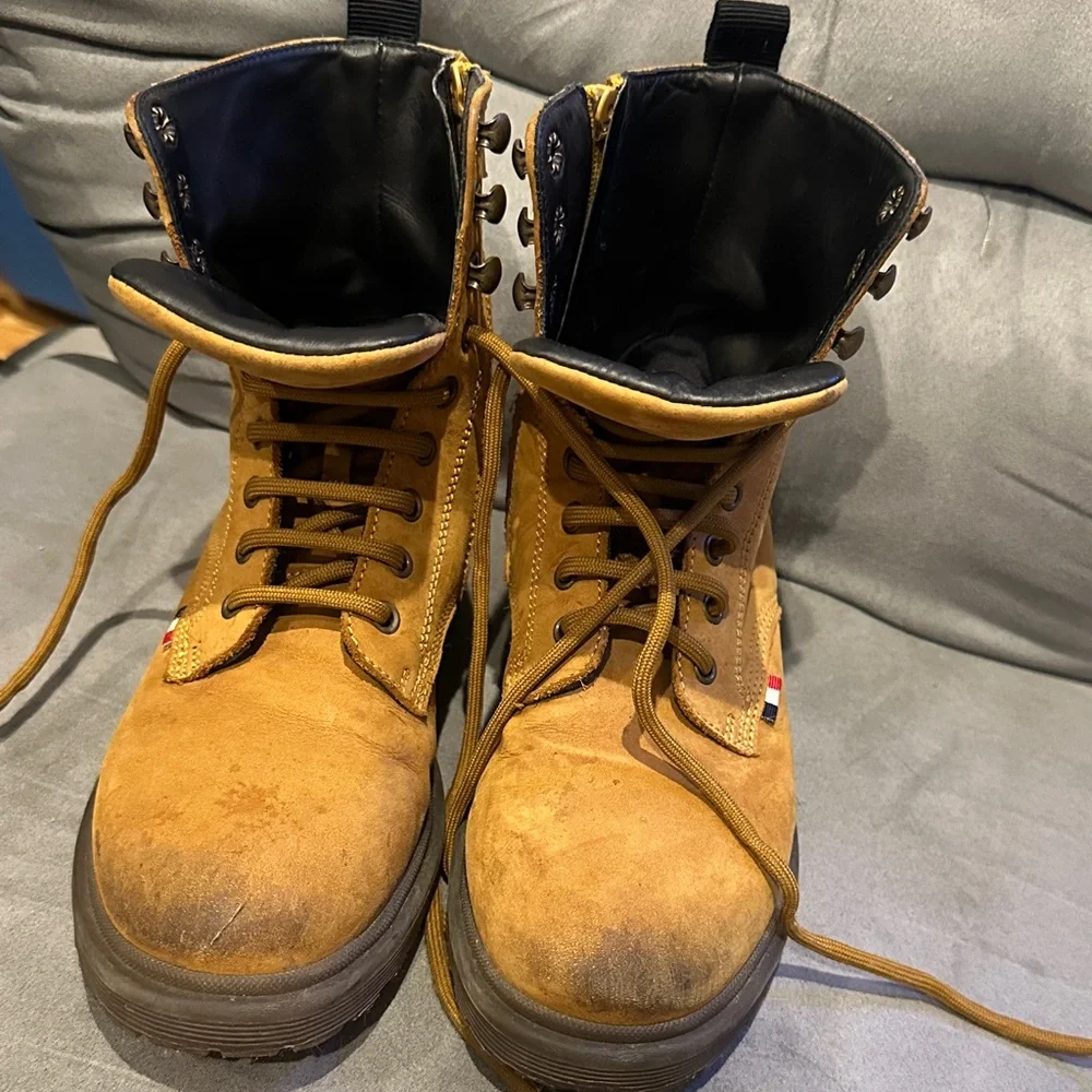 Men's Tan Suede Lace-Up Work Boots